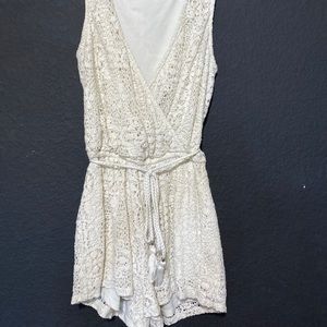 Cream lace romper